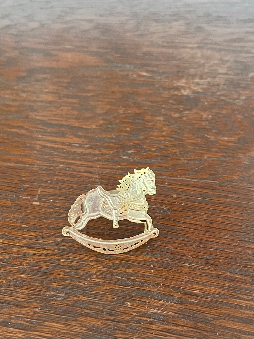 Gold-Tone Rocking Horse Pin ring size 7 super old